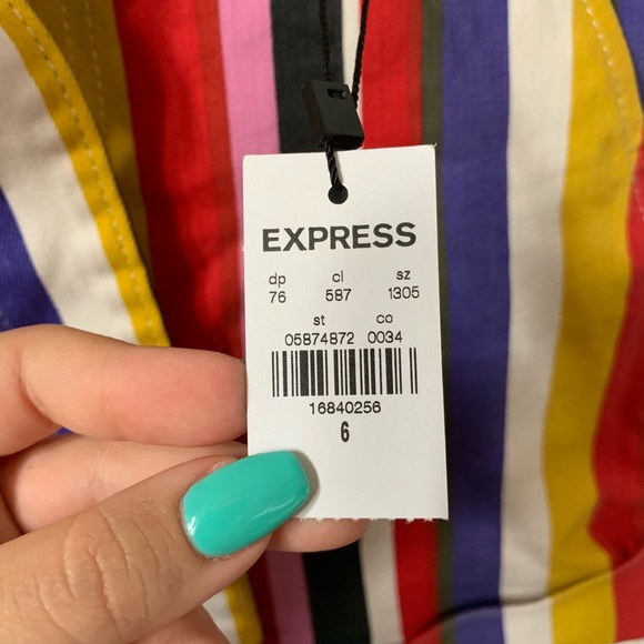 NWT Express High Waisted Sash Tie Striped Shorts - Picture 6 of 8